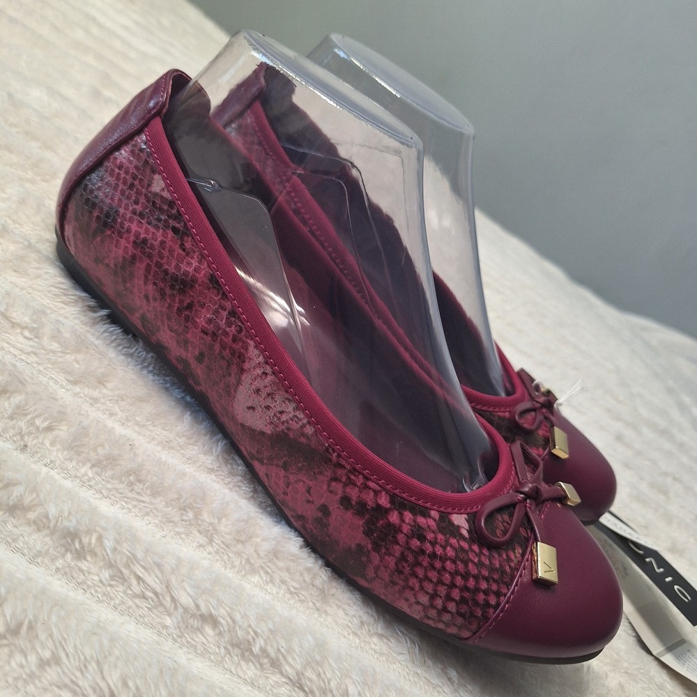 Vionic Spark Minna Orthaheel Ballet Flat Shoes 7 Raspberry Purple Snakeskin